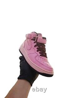 Vintage Rare Nike Air Force 1 Croc Style Pink Rose Leather Mid 2004 Sneakers 7.5