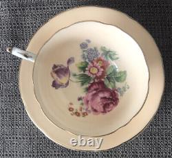 Vintage Rare Paragon Teacup And Saucer Peach Cabbage Rose Bouquet