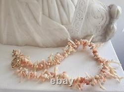 Vintage Rare Pink Coral Necklace Rose Gold 14K Woman's Jewelry Excellent Quality