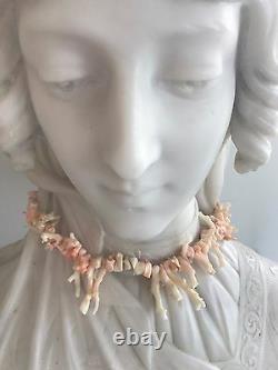 Vintage Rare Pink Coral Necklace Rose Gold 14K Woman's Jewelry Excellent Quality
