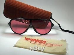 Vintage Rare! Ray Ban Wings Black Rose Pink Lenses USA Ski B&l Sunglasses 1980's