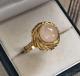 Vintage Ring Gold 333 14k Rose Quartz Women's Jewelry Europ Pink Rare Old 20th