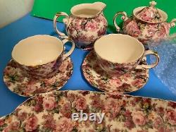 Vintage Rose Chintz Peppertree Tabletops set of 11 Very rare! 