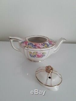 Vintage SADLER Pink Roses Teapot Gold Trim England #2028 1930s-1950 RARE Flowers