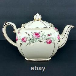 Vintage Sadler England Cubed Rose Teapot #2851 Rare 1930-40 Booklet Gold Trim
