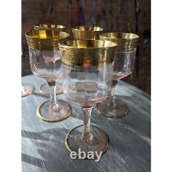 Vintage Tiffin Elegant Glass'Rambler Rose' Pink Optic Glasses Set of 8, RARE