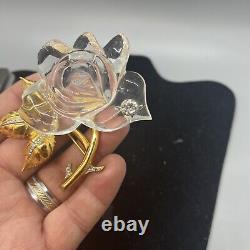 Vintage Ultra Rare Gold tone Enormous Lucite jelly belly rose flower pin brooch