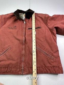 Vtg Carhartt Detroit Jacket Sherpa Salmon Rose Pink Color WJ097 VRS Large Rare