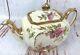 Vtg Sadler Cube Teapot Cabbage Pink Rose Flowers Gold Trim England 1949 Cw Rare