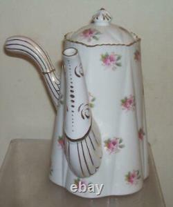 Wileman Shelley Rare Hot Chocolate Coffee Pot Dainty Shape Sprigs Of Pink Roses