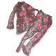 Womens Nick & Nora Pajama Set Sleepwear L Leopard Roses Rare