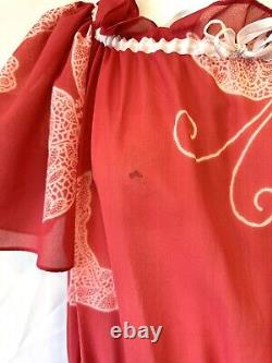 Yves Saint Laurent Lingerie Vitg 70's Rare Semi Sheer Butterflies Rose Dress