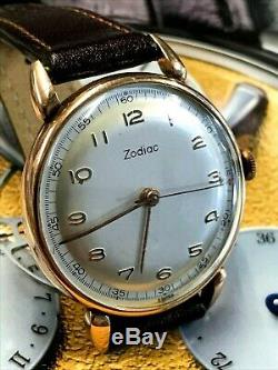 Zodiac 14K Pink Rose Gold Men's Watch Rare Vintage Watch immaculate condition